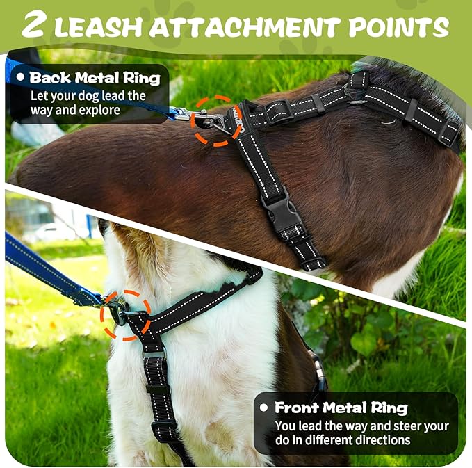 Dog Harness,Adjustable No Pull Dog Harness,Y-Shaped Design,Buckle-Neck Balance Harness with Reflective, Ideal for Dog Training Hiking, Easy Walk Harness,Durable High-Tensile Nylon Black-S