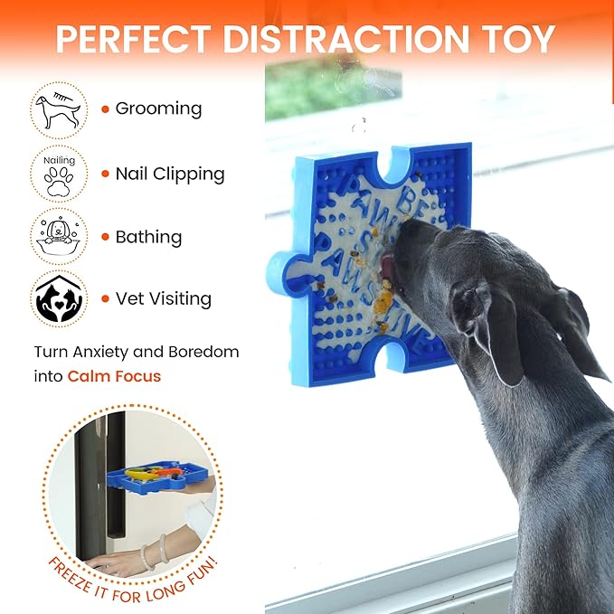HowGo Puzzle Slow Feeder Lick Mat for Dogs, 38+ Suction Cups|Non-Slip Heavy Duty Maze Enrichment Bowl BPA-Free Silicone|Reduce Boredom Anxiety Free Combination (2PCs, Blue&Red)