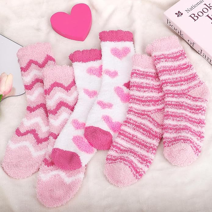 Loritta 3 Pairs Womens Fuzzy Socks Winter Warm Fluffy Soft Slipper Home Sleeping Cute Animal Socks