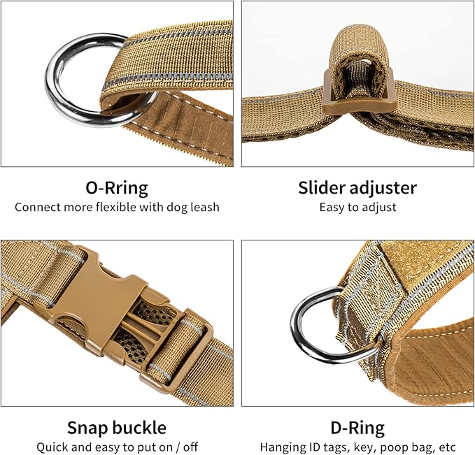 Annchwool No Pull Dog Harness with Padded Handle+5 Ft Leash,Reflective Strip Escape Proof and Quick Fit to Adjust Dog Harness,Easy for Training Walking for Small & Medium and Large Dogs(Brown-Set,S)