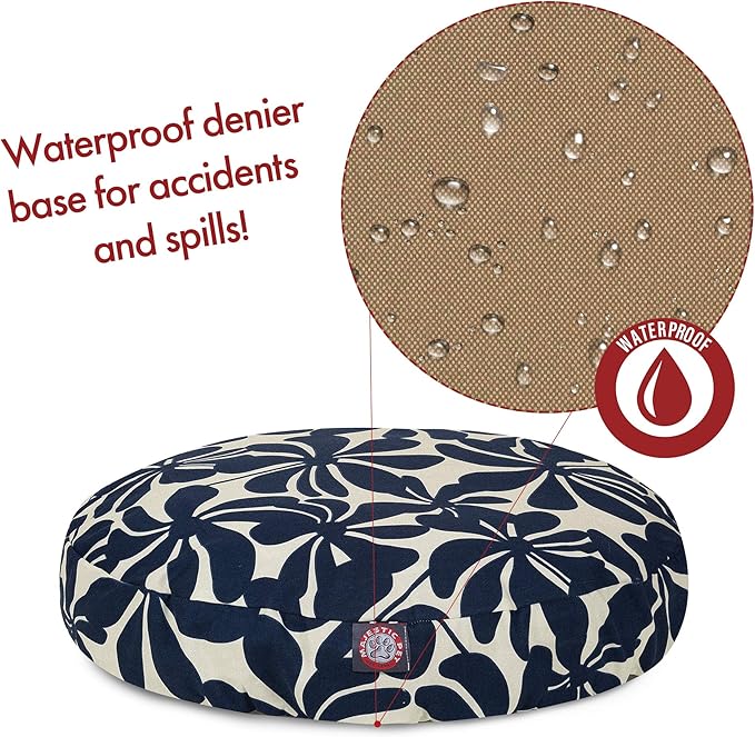 Navy Blue Plantation Small Round Indoor Outdoor Pet Dog Bed With Removable Washable Cover By Majestic Pet Products
