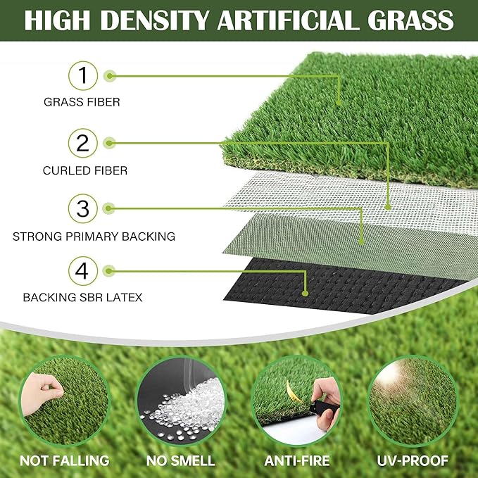 1.38" Artificial Grass Turf 6.5 x 13 FT, Dog Grass Pads Indoor Outdoor Garden Lawn Landscape Patio Turf Mat Thick Fake Faux Grass Rug Dog Pets Mat for Puppy Potty Training