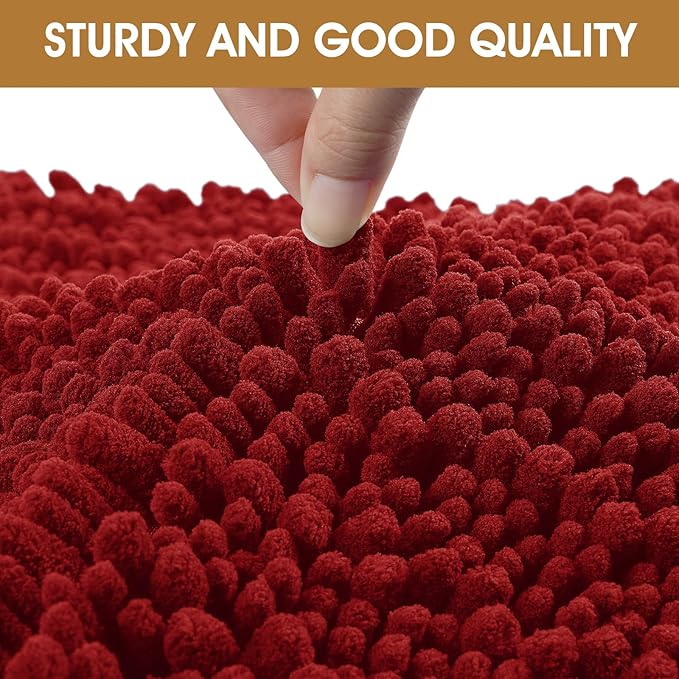 Extra Large Dog Door Mats for Muddy Paws, 60" x 36" Christmas Chenille Absorbent Mud Mat for Dogs, Non Slip Heavy Dog Rugs For Muddy Paws, Soft Indoor Door Mat for Entryway, Mud Paw, Inside Floor, Red
