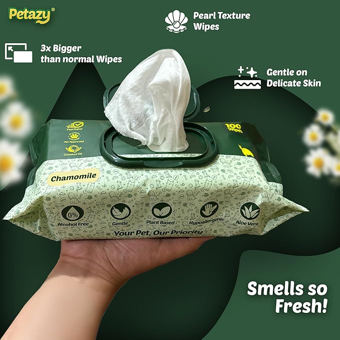 400 Dog Wipes for Paws and Butt Ears Eyes | Chamomile Pet Wipes for Dogs | Lavender Scented Dog Wipes Cleaning Deodorizing | Extra Thick Paw Wipes for Dogs Cats Pets | 4 Bonus Glove Wipes
