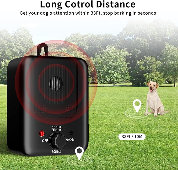Anti Barking Device for Dogs - 50FT Dog Barking Deterrent Device - 3 Modes Ultrasonic Stop Dog Barking - Rechargeable Bark Stopper Indoor Outdoor Home Garden Automatic Bark Alarm Tool Dogs (Brown)