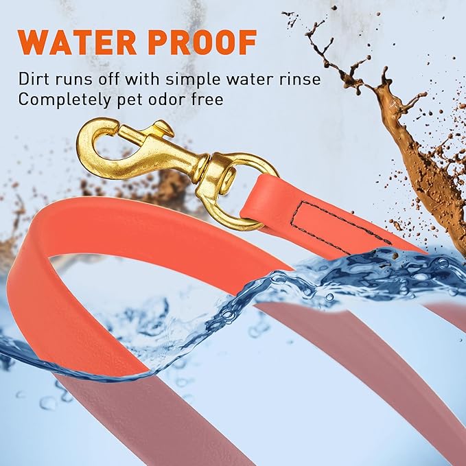 Viper Biothane K9 Working Dog Leash Waterproof Lead for Tracking Training Schutzhund Odor-Proof Long Line with Solid Brass Snap for Puppy Medium and Large Dogs, 15ft Coral