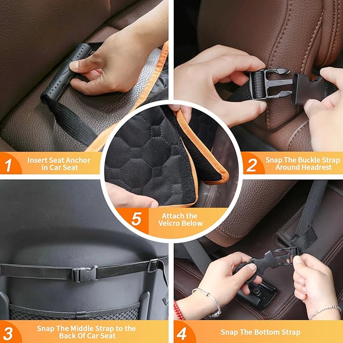 2 Packs Front Seat Car Cover, Waterproof Dog Car Seat Cover, Non-slip & Scratch-Proof, Pet Car Seat Protector with Side Flaps and Storage Pocket, Car Seat Cover for Most Cars, Trucks and SUVs