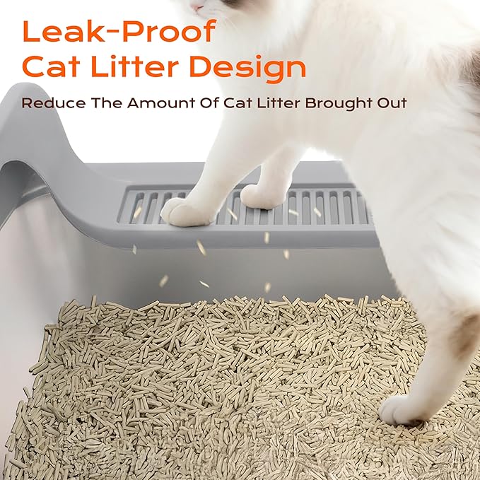 XXXL Stainless Steel Litter Box, 28.1'' Extra Large Metal Litter Box for Big and Multi Cats, Low Entry Design, Metal Pan, Non-Sticky, Anti-Leakage, Easy to Clean