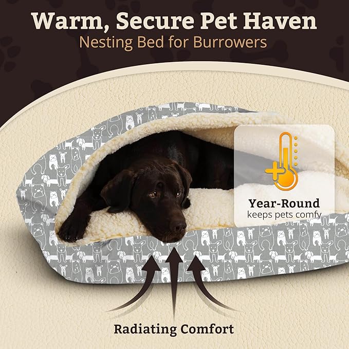 Snoozer Pet Products Luxury Rectangle Cozy Cave, Wag Collection, Medium, Pedigree Storm