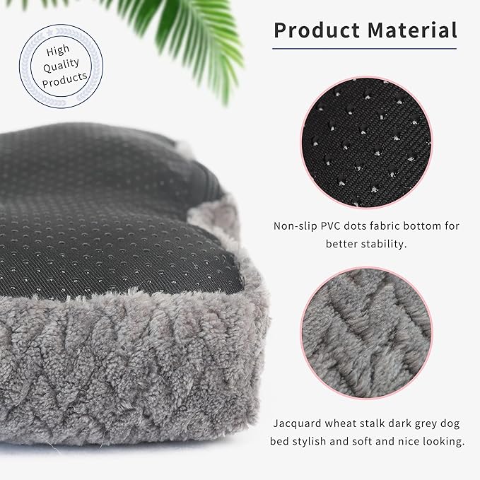 Puppy Bed for Small Dogs Washable Crate Bed for Cages 22 inch Warming Cozy Soft Pet Pad with Anti-Slip Up to 15 lbs Pets Pillows fit Small Size Dogs or Kitten,22x13 Dark Grey