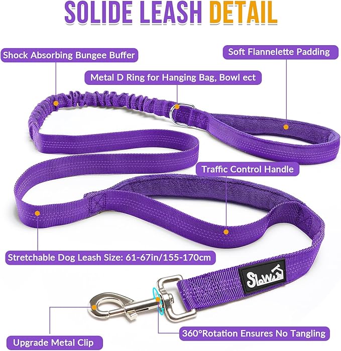 SlowTon No Pull Dog Harness - Heavy Duty Dog Harness and Leash Set for Medium Large Dogs, Reflective Tactical Harness with Soft Padded and Front Clip for Easy Walk and Training (PU, L)