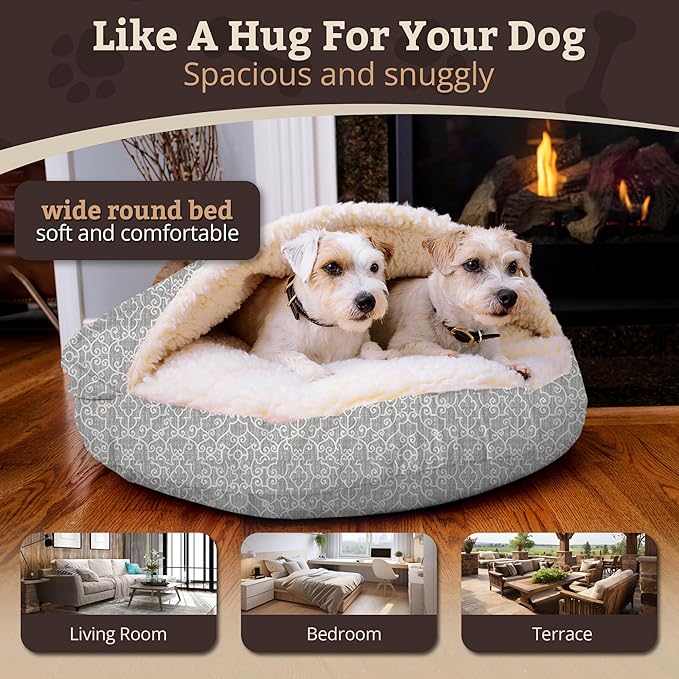 Snoozer Luxury Cozy Cave Pet Bed, Wag Collection, Extra Large - Ramey Gray