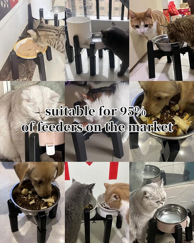 CZPET Dog Bowl Stand with Adjustable Height and Width [Stand Only], Single Raised Pet Water & Food Feeder for Medium & Large Dogs, Stable and Anti-Slip Eelvated Bowl