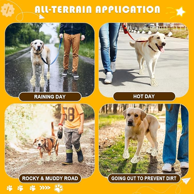 Dog Sandals, Breathable Dog Shoe for Hot Pavement, Anti-Slip & Paw Protectors Pet Shoes for Indoor/Outdoor Walking. Dog Boots for Small, Medium & Large Dogs (Beige, 4PCS)