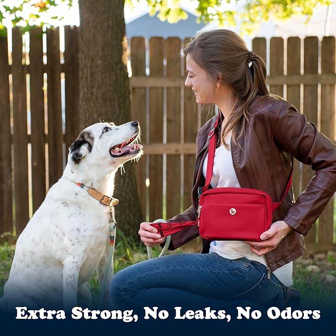 Puppington Certified Home Compostable Poop Bags - ASTM D6400 Compliant - 180 Extra Thick Bags - Plant Based - Pairs with Puppington 3-in-1 Bag & Fits all Standard Poop Bag Dispensers (Ruby Red)