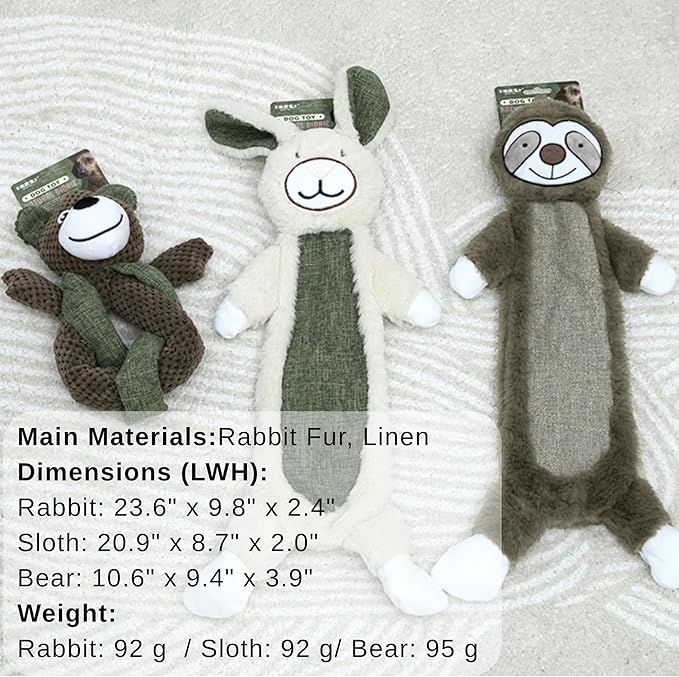 3 Pack Cute Squeaky Dog Toys, Plush Chew Toys for Small Medium Puppies, Interactive Pet Toys with Squeakers