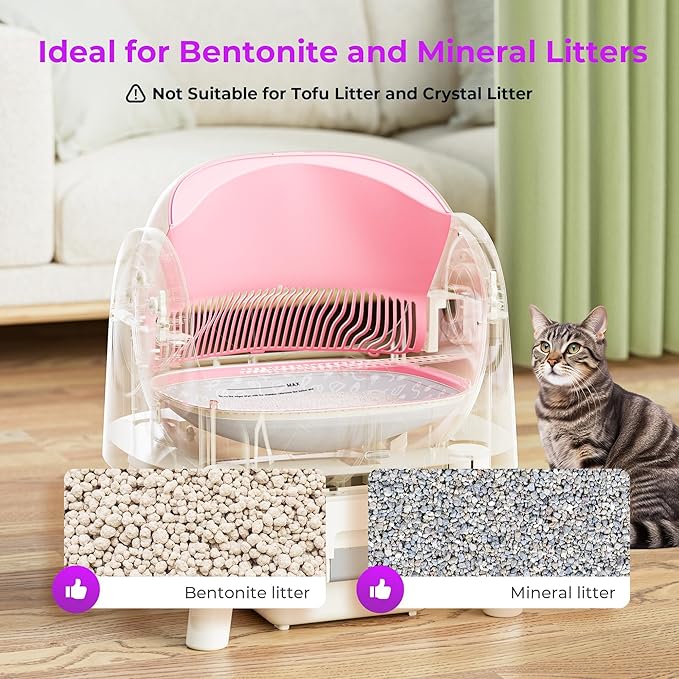 Self Cleaning Litter Box, Open-Top Automatic Cat Litter Box, Large Capacity for Multi-Cats, Includes Mat & Trash Bags