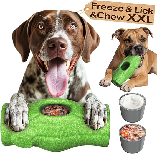 KADTC XXL 3-in-1 Durable Dog Enrichment Toy - Long-Lasting Fillable & Frozen Lick Toy - No-Transfer Freeze & Play -Mess-Free - Ultimate Boredom Buster & Tough Chew Toys for Large Dogs - BPA-Free, Safe