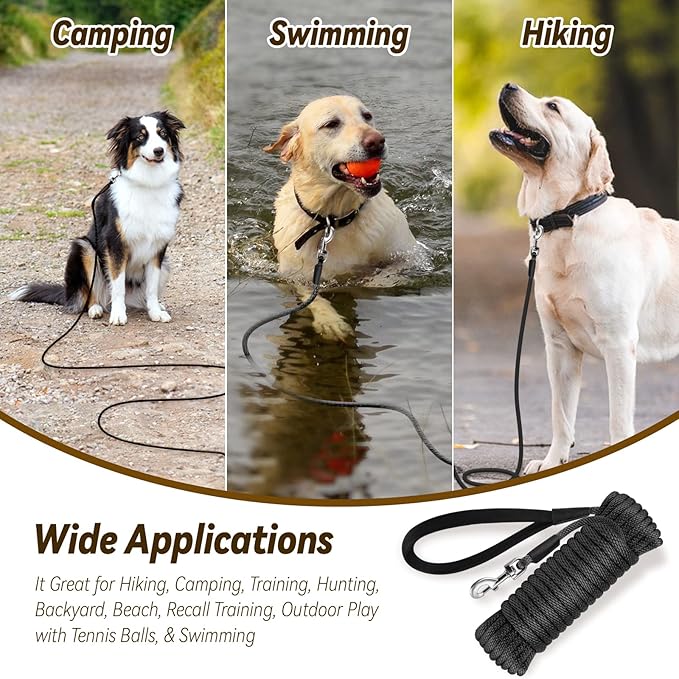 lynxking Check Cord Dog Leash Long Lead Training Tracking Line Comfortable Handle Heavy Duty Puppy Rope 30ft for Small Medium Large Dog