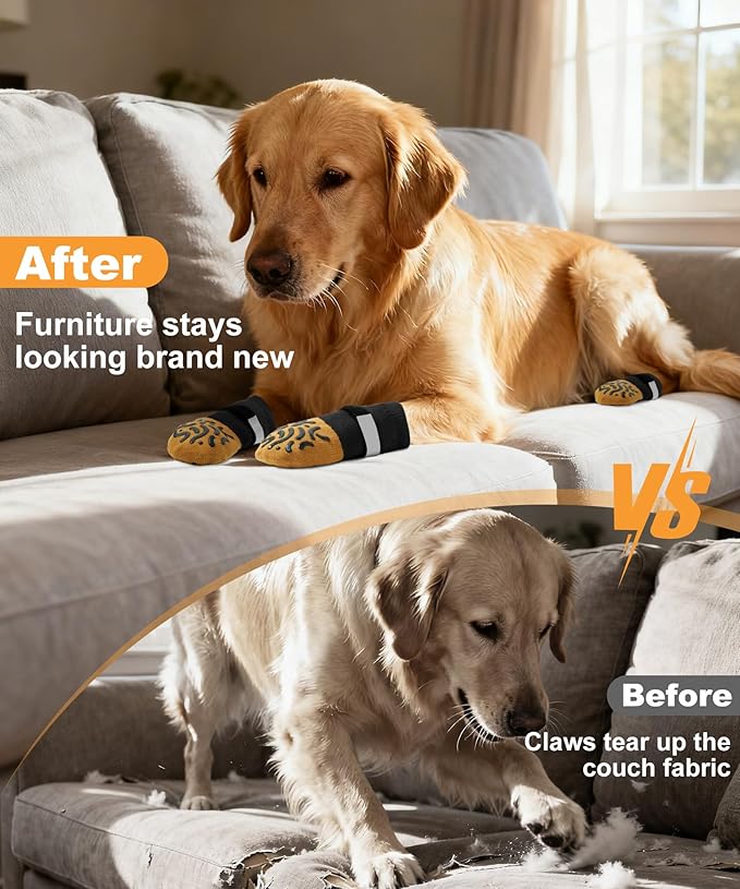 TwoAnt Non Slip Dog Socks with Grips, Dog Sock to Prevent Licking Paw for Senior Dogs, Dog Shoes for Hardwood Floors and Enhancing Traction, Paw Protector - Fits Small, Medium, Large Dogs - XL