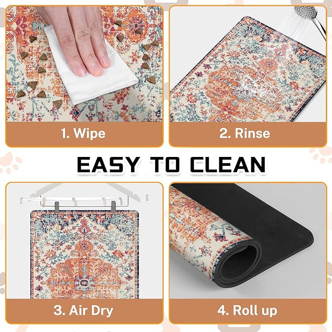 Absorbent Pet Dog Bowl Mat for Food and Water, Pet Cat Food Feeding Mat with Non Slip Rubber Backing, Dog Food Mats for Floors Waterproof, 16"x24"
