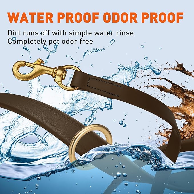 Viper Biothane K9 Working Dog Leash Waterproof Lead for Tracking Training Schutzhund Odor-Proof Long Line with Solid Brass Snap for Puppy Medium and Large Dogs 20in, Dark Chocolate Brown