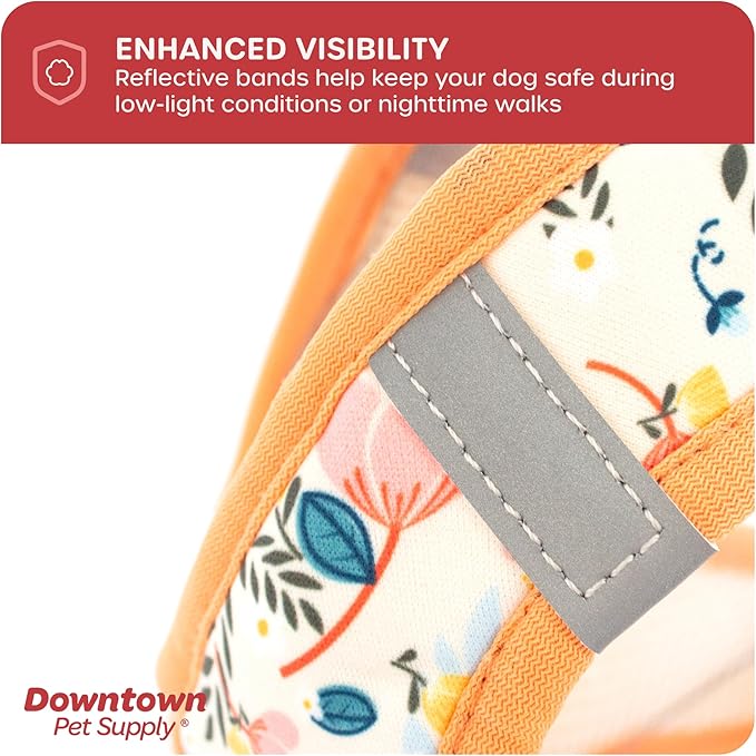 Downtown Pet Supply Step-in Dog Harness – No Pull, Adjustable Padded Mesh with Reflective Trim, Secure Buckle Strap – Comfortable & Breathable Small Dog Harness, MediumX-Large, Floral