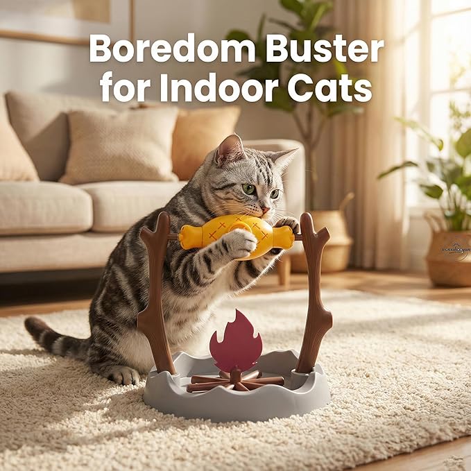 Grilled Fish Cat Treat Dispenser Interactive Cat Puzzle Feeder Toy Slow Feeder Bowl Indoor Cats & Kittens Boredom Relief