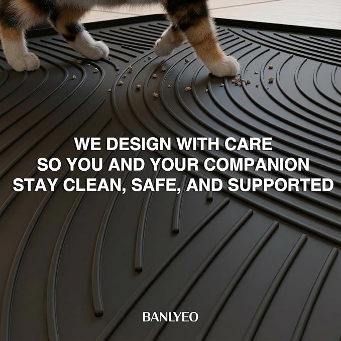 SM Cat Litter Mat - 24x17 in, Water Proof, US Designed Kitty Litter Trapping Mat, Easy to Clean, Scatter Control, Odorless, Less Mess and Clean Floors, Pet Supplies for Indoor Cats, Dark Gray