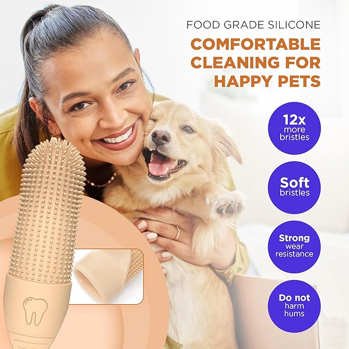 Jack & Milo Soft Silicone Finger Toothbrush for Dogs – Gentle & Effective Oral Care for Small Dogs, Puppies & Cats – Long-Lasting & Easy to Use – Green – Ideal for Baby Pets