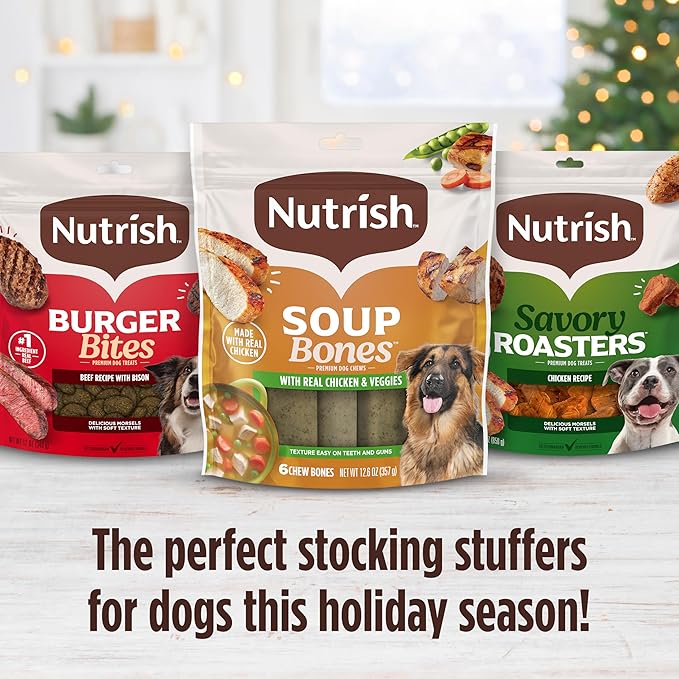 Nutrish Soup Bones Premium Dog Chews with Real Chicken and Veggies, 3 Chews (Rachael Ray) (Pack of 8)