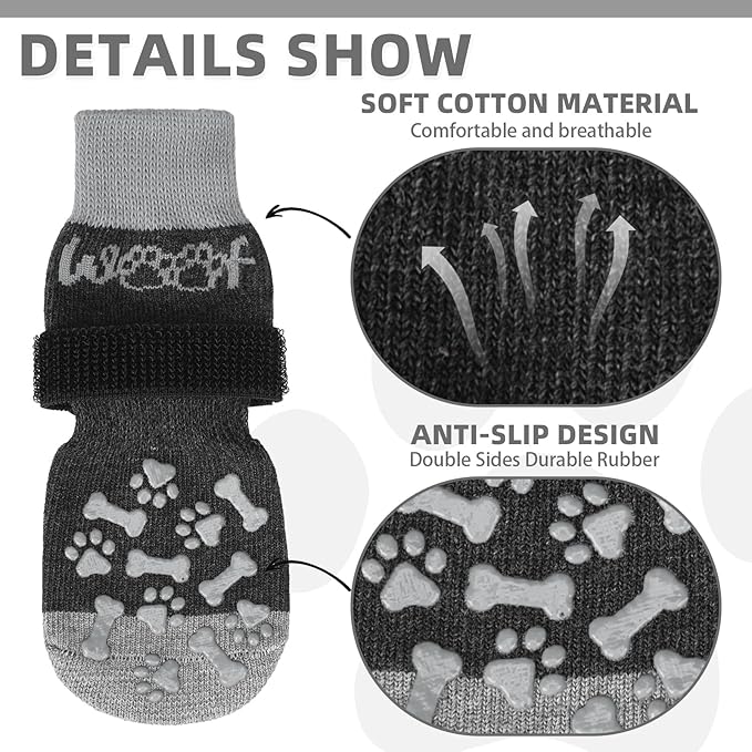 KOOLTAIL Dog Socks for Hot/Cold Pavement to Prevent Licking Paws,Dog Boots&Paw Protector for Hardwood Floors Anti Slip,Traction Control No Twist Grip Booties for Small Medium Large Senior Dogs M