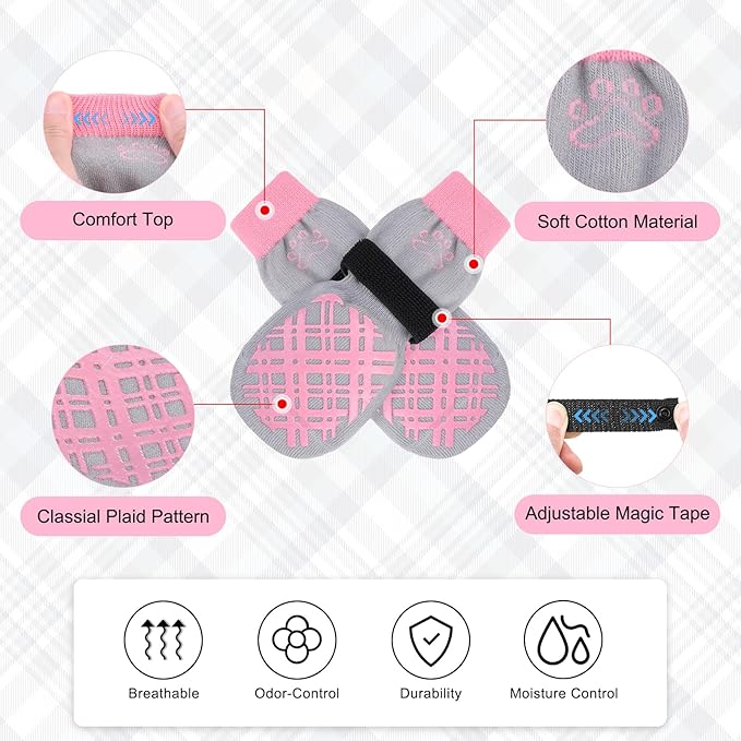 BEAUTYZOO Dog Socks to Prevent Licking Paws, Dog Shoes for Hot Pavement Small Medium Large Senior Dog Booties, Non Slip Dog Boots & Paw Protectors for Hardwood Floors Traction Control Indoor