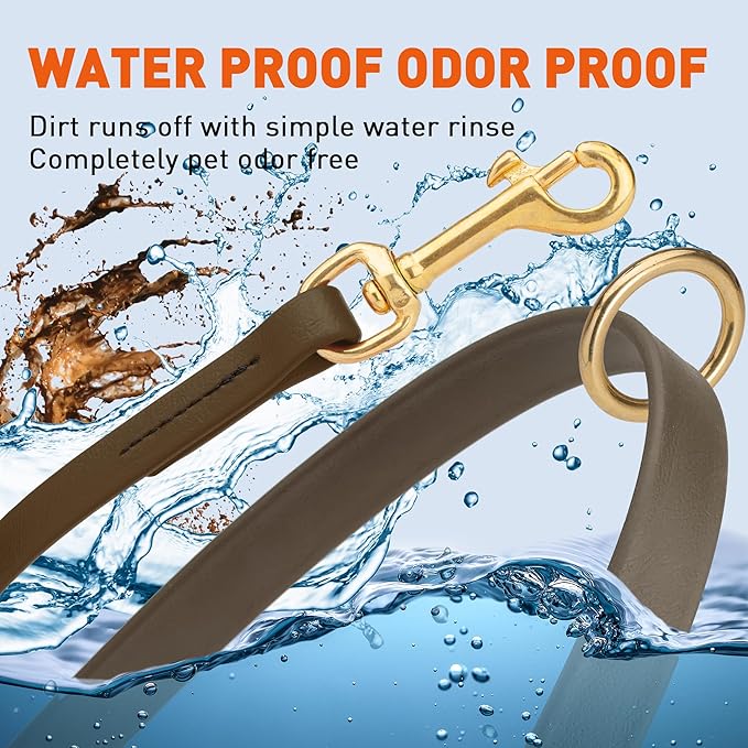 Viper Biothane K9 Working Dog Leash Waterproof Lead for Tracking Training Schutzhund Odor-Proof Long Line with Solid Brass Snap for Puppy Medium and Large Dogs 6ft, Dark Chocolate Brown