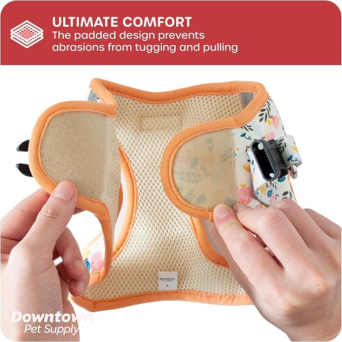 Downtown Pet Supply Step-in Dog Harness – No Pull, Adjustable Padded Mesh with Reflective Trim, Secure Buckle Strap – Comfortable & Breathable Small Dog Harness, MediumX-Large, Floral