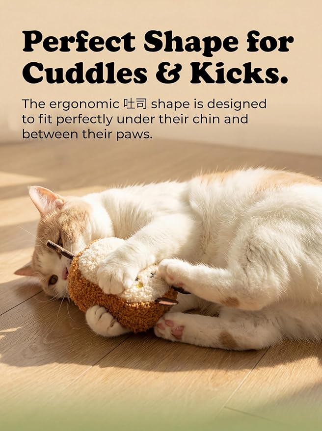 Petelligent Durable and lnteractive Cat Teething Stick Toys: Chewing Stick, Grinding Teeth Rod, and chewable Cat Doll for Your Pet's Entertainment (Bread Yellow)