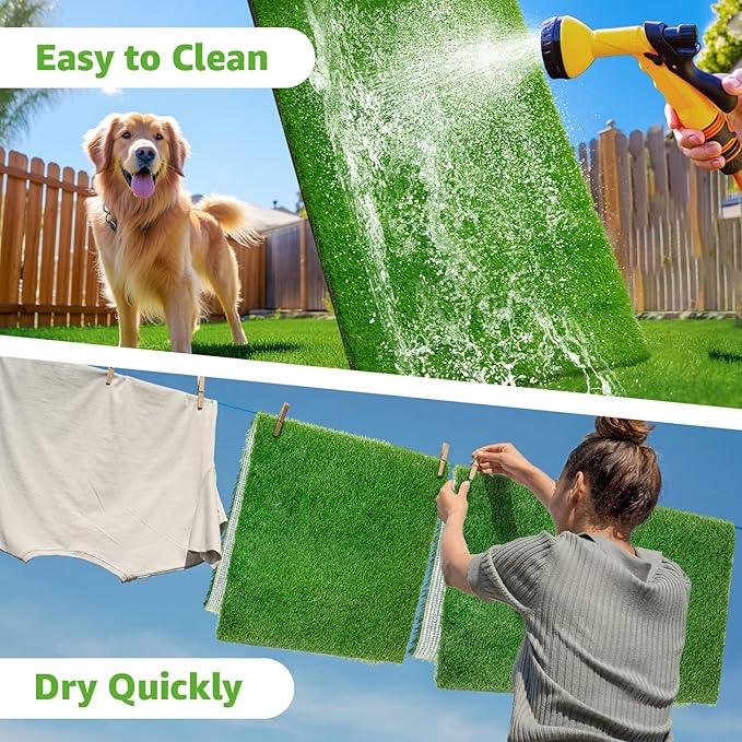 Artificial Grass Pad for Dogs (2 Pack),Replacement Fake Grass Turf Mat for Puppy Indoor Potty Training, Reusable Dog Pee Grass Patch,Easy to Clean & Strong Permeability (20"x25"-Hemmed Edge Grass)