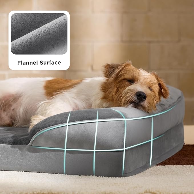 Bedsure L Plus Orthopedic Dog Bed for Large Dogs - Washable Dog Cat Bed Waterproof, L Plus Big Comfort Dogs Couch Sofa with Washable Removable Cover, Pet Bed with Nonskid Bottom, Grey, 38"