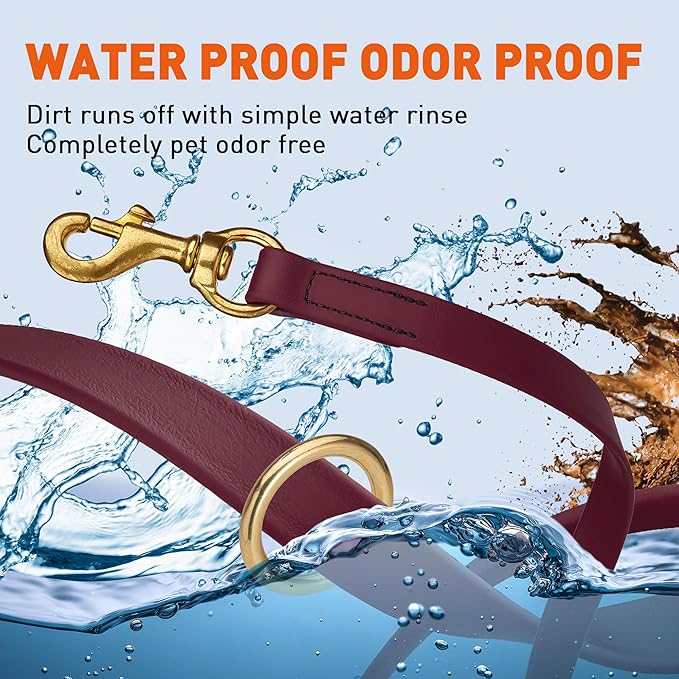 Viper Biothane K9 Working Dog Leash Waterproof Lead for Tracking Training Schutzhund Odor-Proof Long Line with Solid Brass Snap for Puppy Medium and Large Dogs 4ft, Merlot Burgundy