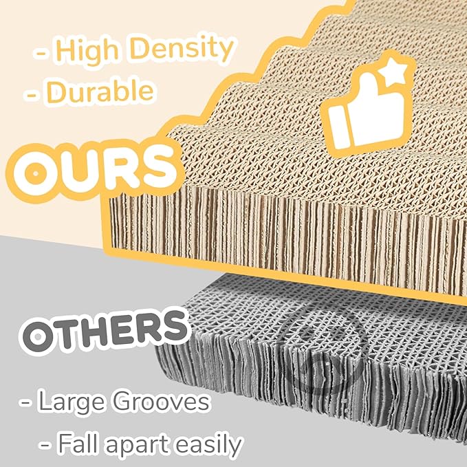 Cat Scratch Pad with Catnip, 3 Packs Corrugated Cardboards Cat Scratcher Pads for Indoor Cats, Durable Scratching Board for Small Medium Cats Kitten, Suitable for Cats to Rest, Grind Claws and Play