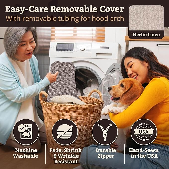 Snoozer Pet Products Luxury Rectangle Cozy Cave Dog Bed with Microsuede, Showdog Collection, Extra Large, Merlin Linen