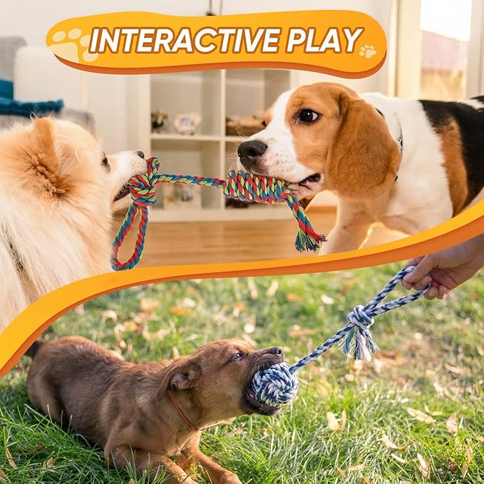 VibeVerve Dog Rope Toys 7 Pack - Puppy Teething Toys for Small/Medium Dogs - Durable Dog Chew Toys for Aggressive Chewers - Interactive Tug of War Toys for Boredom & Teeth Cleaning