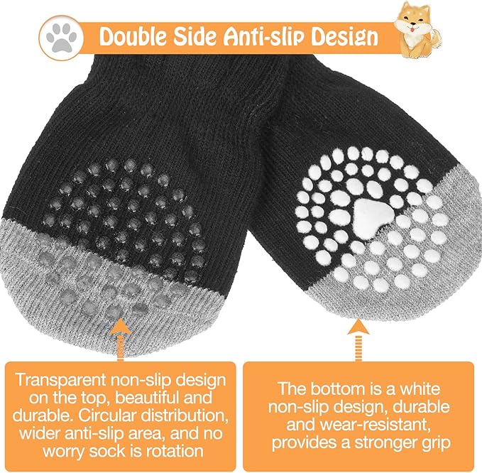 SCENEREAL 6Pcs Anti Slip Dog Socks to Prevent Licking Paws for Hot/Cold Pavement, Dog Grippy Socks for Hardwood Floors, Dog Shoes for Boots & Paw Protectors for Puppy Small Medium Large Senior Dogs