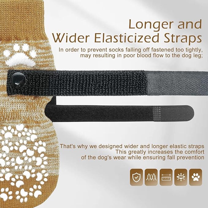 EXPAWLORER 6PCS Anti-Slip Dog Socks to Prevent Licking Paws,Dog Shoes for Hot Pavement,Best Paw Protector Traction Control on Hardwood Floor,Dog Booties for Puppy Small Medium Large Senior Dogs
