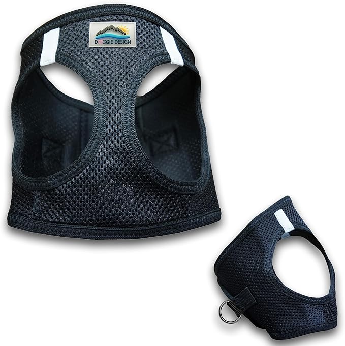 Doggie Design Dog Harness - No Choke Dog Harness, Dog Vest, Mesh Polyester, Pet Harness, Simple Step in and Go Design, Harness for Dog - Black, X-Large