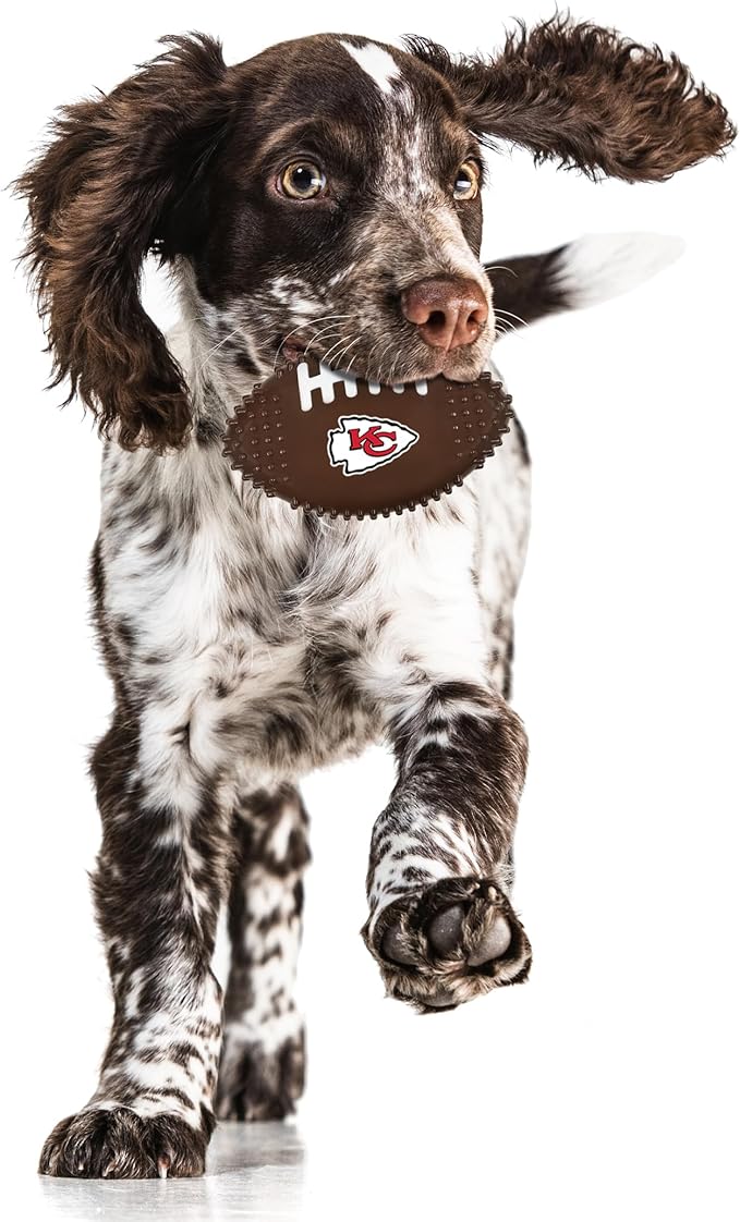 NFL Kansas City Chiefs Mega-chew Hard Nylon Bacon-flavored Dog Bone Football Chew Toy. Interactive Tasty Fun. Indestructible Strong Durable. Ideal for Aggressive Chewers