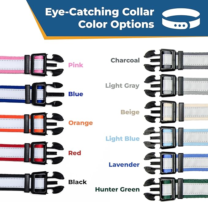 GoTags Reflective Personalized Dog Collar, Custom Embroidered Safety Collar with Pet Name and Phone Number for Boy and Girl Dogs, Small, Medium, and Large Adjustable Sizes (Large, Beige)
