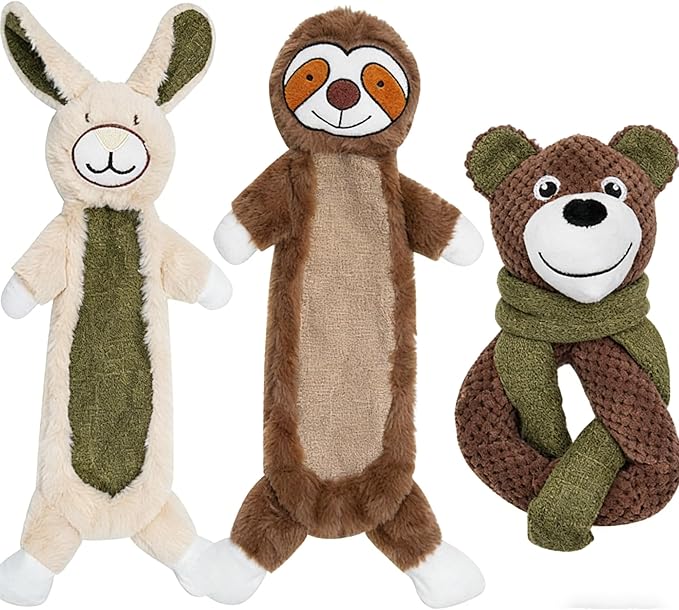 3 Pack Cute Squeaky Dog Toys, Plush Chew Toys for Small Medium Puppies, Interactive Pet Toys with Squeakers