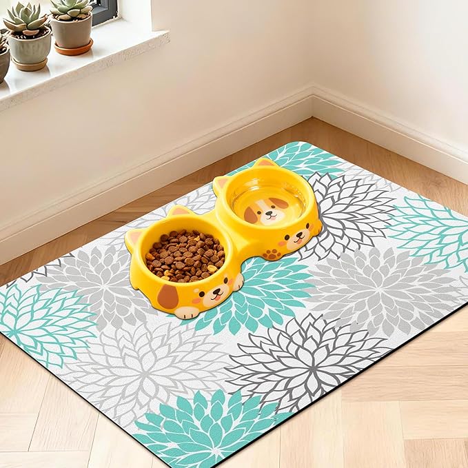 Pet Feeding Mat for Floors Waterproof Dog Mat for Food and Water Absorbent Quick Dry Non Slip mat for Cat Bowls