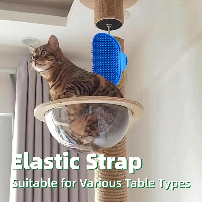 gentle silicone cat self groomer & corner scratcher - adjustable strap brush for indoor cats, no-damage furniture protector, collects loose hair, easy to clean in 4 colors